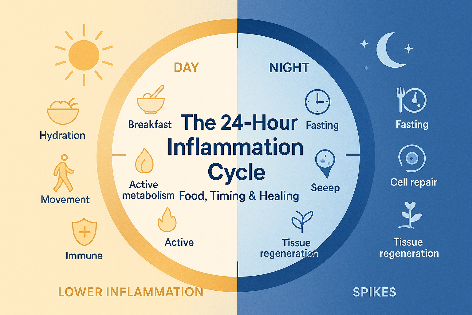 The 24-Hour Inflammation Cycle: How Food and Timing Shape Our Health ⌚🍜