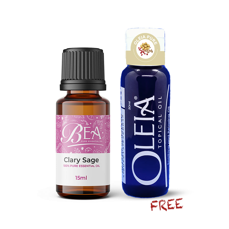 Clary Sage Pure Essential Oil 15ml + Free Oleia Pure 20ml